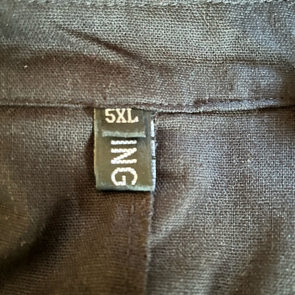 Xing Long Black Knotted Button Long Shirt, 5XL - Picture 6 of 12